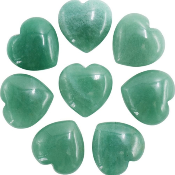 BOGO SALE Real Green Aventurine Heart Luck GemStone Palm Pocket Gem Worry Stone - Picture 1 of 8